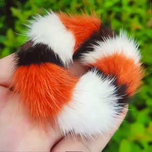 Real mink fur elastic hair ring-band